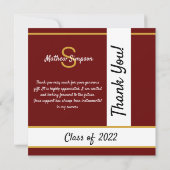 Graduation traditionnelle Carte de remerciements r (Dos)