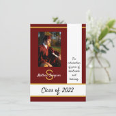 Graduation Traditionnelle Rouge foncé Invitation (Debout devant)