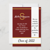 Graduation Traditionnelle Rouge foncé Invitation (Dos)