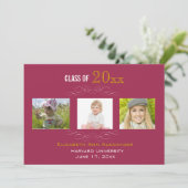 Graduation Trois Photos Fête Invitation (Debout devant)