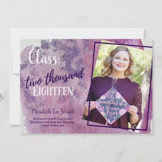 Graduation Ultra Violet 2 Faire-part photo (Devant)