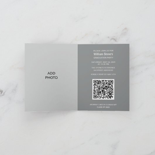 Graduation unique QR Code Invitation | Ajouter une (Intérieur)