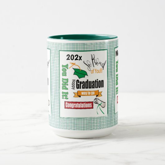 Graduation verte Typographie moderne Café Mug (Centre)