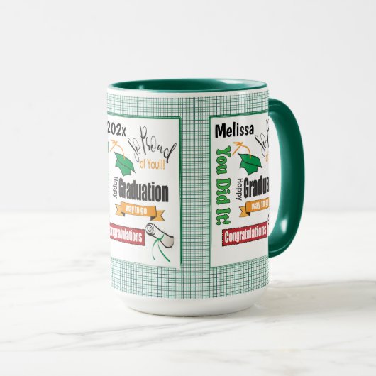 Graduation verte Typographie moderne Café Mug (Devant droit)
