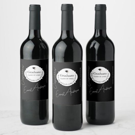 Graduation Wine Label Elegant Custom Keepsake Wijn Etiket (Flessen)