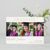 Gradué 3 Photo Script Grad Foil Faire-part (Debout devant)