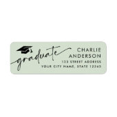 Gradueer afstudeerhoed lichtgroene retouradres etiket (Voorkant)