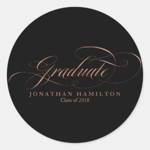 Gradueer Folie Roze Goud Fancy Script Afstuderen Ronde Sticker