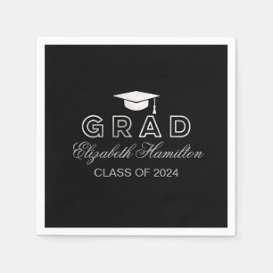 Gradueerhoed Zilver & Zwart Elegante Afstudeerfees Servetten