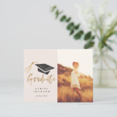 Gradukzak en Tassel Gold Foil Foto kondigt aan Aankondiging (Staand voorkant)