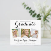 GraduPartij 3 Foto Elegant Budget Invitation (Staand voorkant)