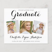 GraduPartij 3 Foto Elegant Budget Invitation (Voorkant)