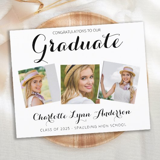 GraduPartij 3 Foto Elegant Budget Invitation