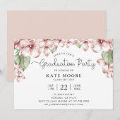 GraduPartij Blush Pink Floral Botanisch Kaart (Voorkant / Achterkant)