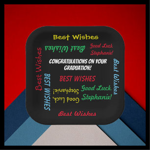 GraduPartij Colorful FUN Square of Round Papieren Bordje