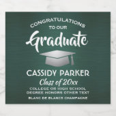 GraduPartij donkergroen wit en zilver Sparkling Wijnetiket (Enkel label)