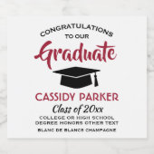 GraduPartij Gefeliciteerd Modern Red White en Blac Sparkling Wijnetiket (Enkel label)