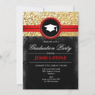 GraduPartij - Gold Black Red Kaart