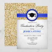 GraduPartij - Gold Royal Blue Kaart (Voorkant / Achterkant)