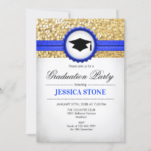 GraduPartij - Gold Royal Blue Kaart