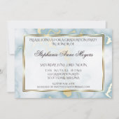 GraduPartij Light Blue & Gold Marble Kaart (Achterkant)
