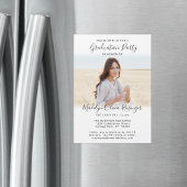 GraduPartij Simple Photo & Black White Script Magnetische Uitnodiging