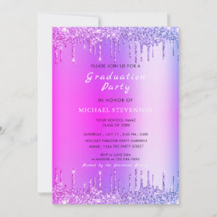 GraduPartij Uitnodiging Roze Neon Gold Glitter