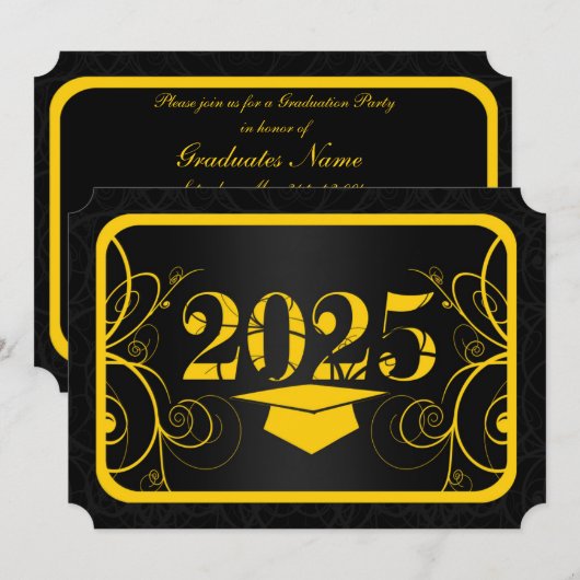 GraduPartij voor Geel en Zwart Lijst Kaart (Voorkant / Achterkant)