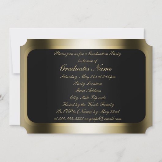 GraduPartij voor Lijst in zwart-wit en goud Kaart (Achterkant)