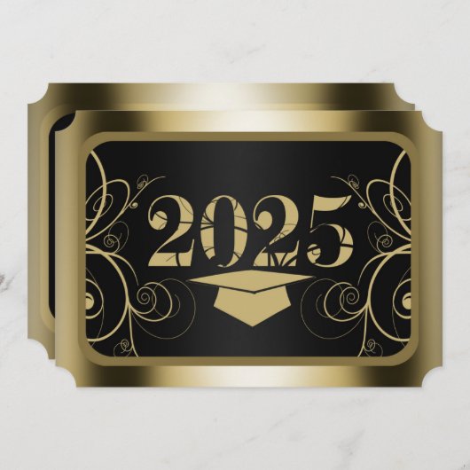 GraduPartij voor Lijst in zwart-wit en goud Kaart (Voorkant / Achterkant)