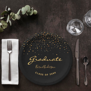 Graduparty afstuderen zwart goud papieren bordje