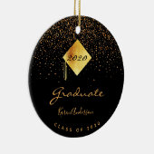 Graduparty afstuderen zwart goud pet keramisch ornament (Rechts)