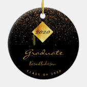 Graduparty afstuderen zwart goud pet keramisch ornament (Achterkant)