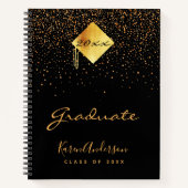 Graduparty afstuderen zwarte gouden confetti notitieboek (Voorkant)