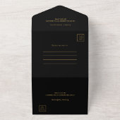Graduparty Black gold confetti RSVP All In One Uitnodiging (Buitenkant)