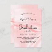 Graduparty blush roze satin rag kaart (Voorkant / Achterkant)