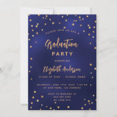 Graduparty navy blue gold sterren kaart (Voorkant)