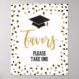 Graduparty-pleister zwart Gold Glitter Poster