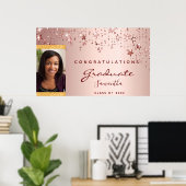 Graduparty roos gouden zwarte sterren poster (Thuiskantoor)