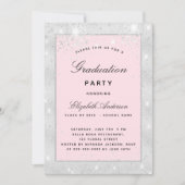 Graduparty zilverblush glitter elegant kaart (Voorkant)