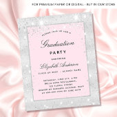 Graduparty zilverblush glitterstof elegant uitnodiging briefkaart