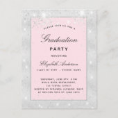 Graduparty zilverblush glitterstof elegant uitnodiging briefkaart (Voorkant)