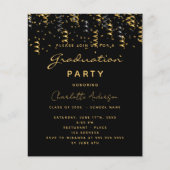 Graduparty zwarte goudprijsuitnodiging (Voorkant)