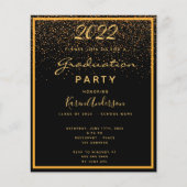 Graduparty zwarte goudprijsuitnodiging flyer (Voorkant)