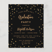 Graduparty zwarte goudster-uitnodiging flyer (Voorkant)