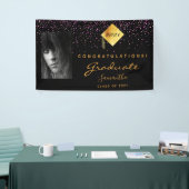 Graduparty zwarte paarse goudfoto spandoek (Beurs)