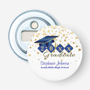 Gradupkap Blue Gold Confetti - speciaal aangepast Button Flesopener