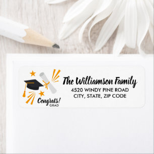 Gradupvoet Mortar Board Diploma Custom Address Etiket