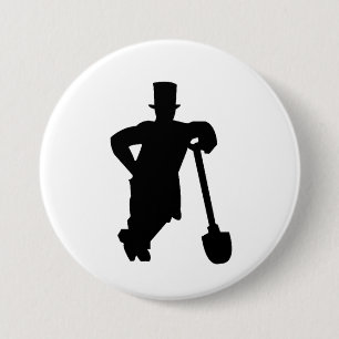 Graf met een schop ronde button 7,6 cm