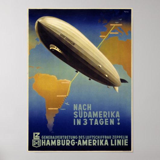 Graf Zeppelin Vintage Poster teruggezet (Voorkant)